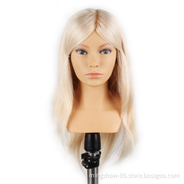 factory supplier hand tied blonde hair female training mannequin head  hair
